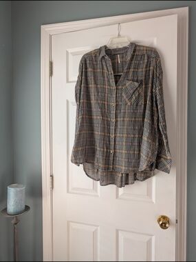 Free People Plaid Button-Up Blouse